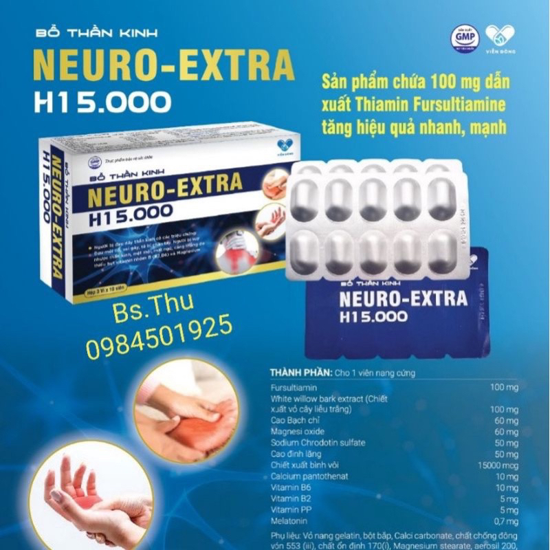 Bổ thần kinh NEURO EXTRA H15.000 H15000 hộp 30 viên