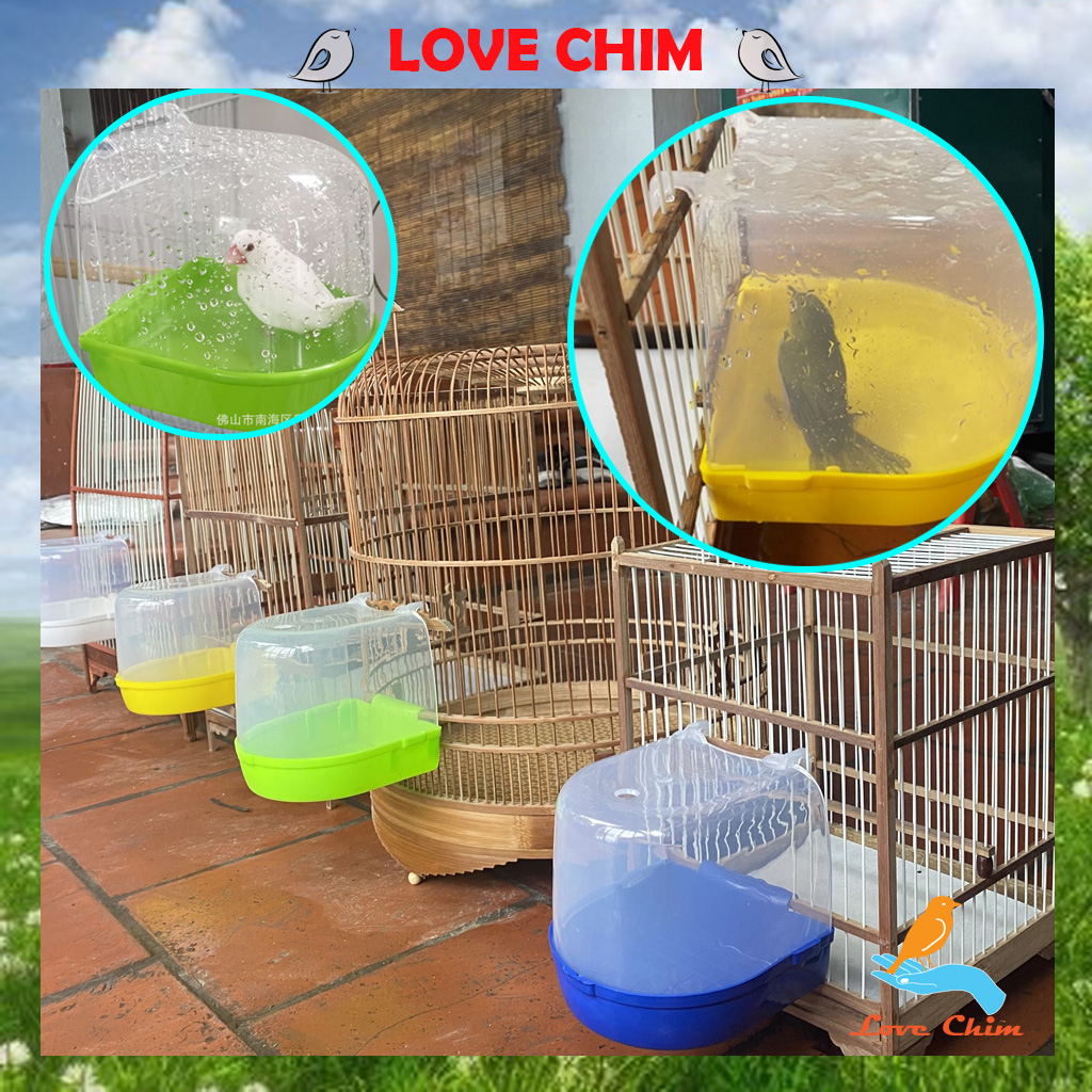 Hộp tắm cài lồng chim,Hộp tắm chim, lồng tắm chim chào mào, lồng tắm chim khuyên, Hộp tắm cho chim tiện lợi LOVECHIM