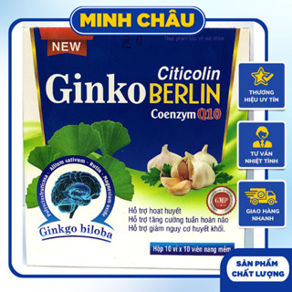 VIÊN UỐNG BỔ NÃO CITICOLIN GINKO BERLIN COENZYM Q10 (HỘP 100 VIÊN) - Hỗ trợ hoạt huyết, tăng cường tuần hoàn não