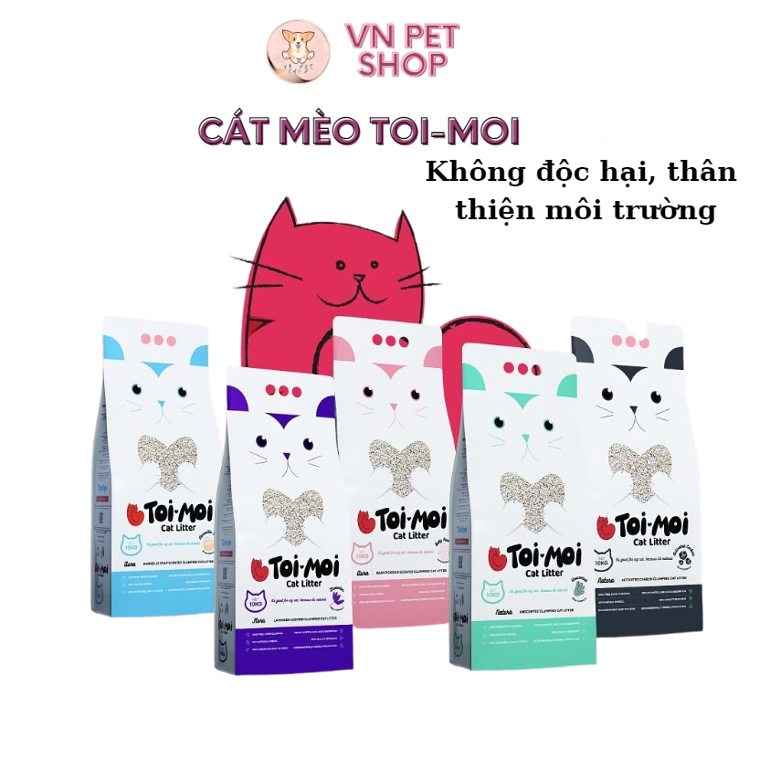 Cát vệ sinh cho Mèo 29L TOI – MOI cao cấp không bụi thấm hút tốt khử mùi 10kg với 5 loại hương thơm an toàn VN PET SHOP