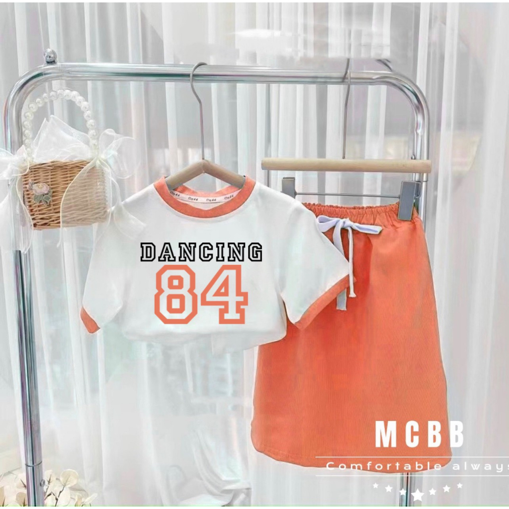 Mcbb 9-24 kg 100% vải cotton set áo váy bé gái bộ áo thun ngắn tay chân váy midi cho bé gái quần áo trẻ em thời trang nữ