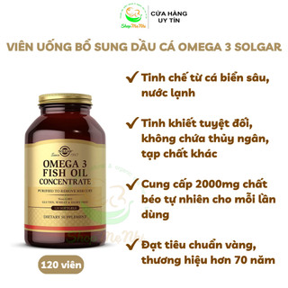 Viên uống solgar fish oil concentrate - dầu cá omega 3 - bổ não, sáng mắt, tăng cường trí nhớ, hỗ trợ tim mạch 120 viên.