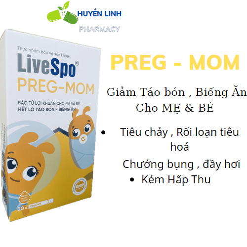PREG MOM - Bào Tử Lợi Khuẩn Hỗ Trợ Giảm Táo Bón, Biếng Ăn,Kém Hấp Thu Cho Mẹ & Bé