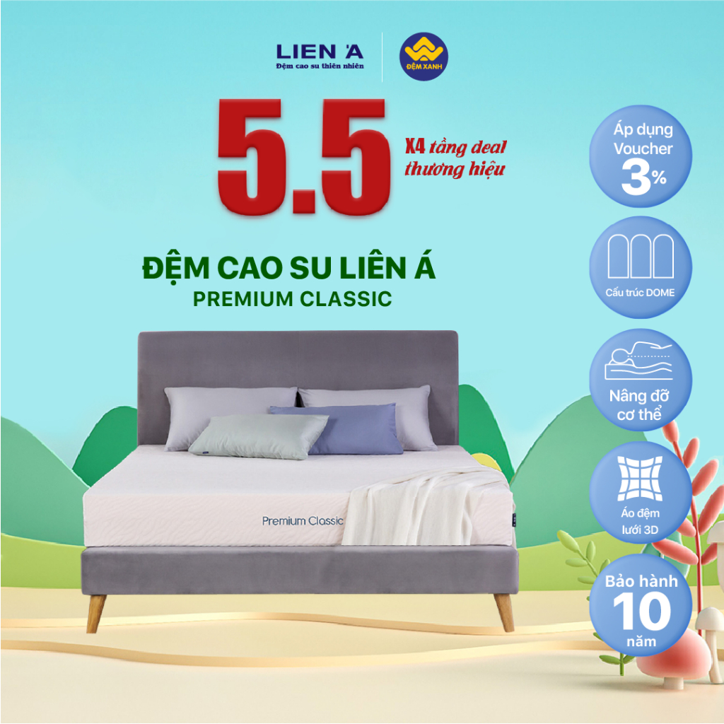 Đệm cao su Liên Á Classic, 100% cao su thiên nhiên