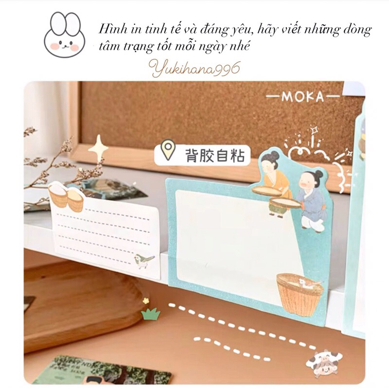 Sét bộ 3 xấp giấy note ghi chú 90 tờ in hoạ tiết hoạt hình dễ thương văn phòng phẩm…