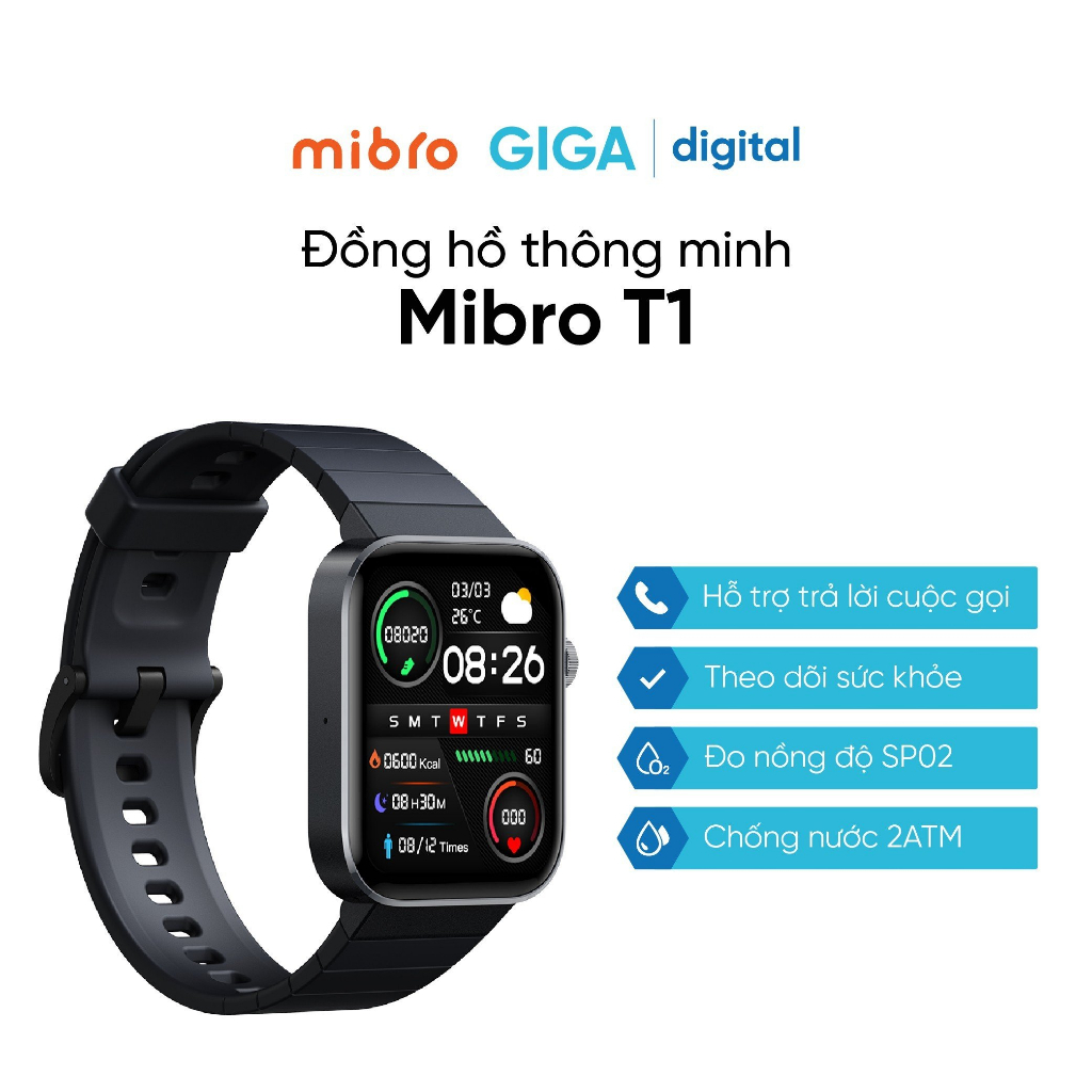 Đồng hồ thông minh Mibro T1, Màn Hình Công Nghệ Màn Hình AMOLED HD 1.6 inch
