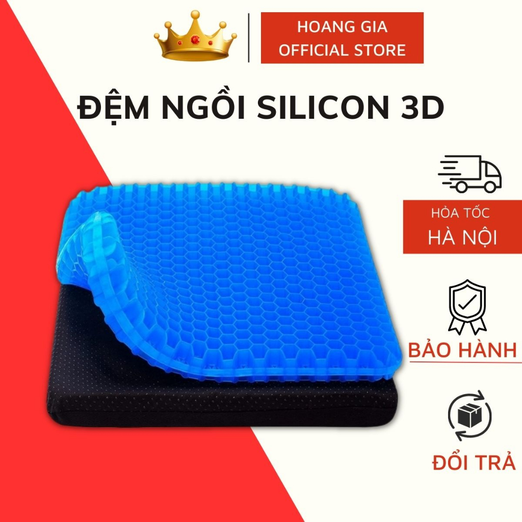 Đệm Ngồi 3D 2 Lớp Thoáng Khí - Đệm Gel Tổ Ong Lót Ghế Trên Ô Tô Giúp Tuần Hoàn Máu,Chống Đau Mỏi Lưng