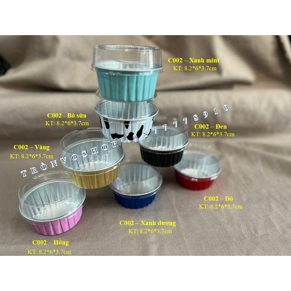 Cup nhôm nắp Pet C002 nhiều màu sắc - [ Set/50c ]