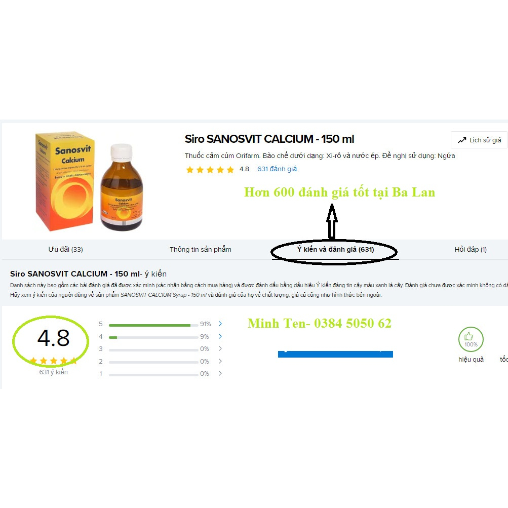 Canxi hữu cơ cho bé Sanosvit 150ml vị chuối