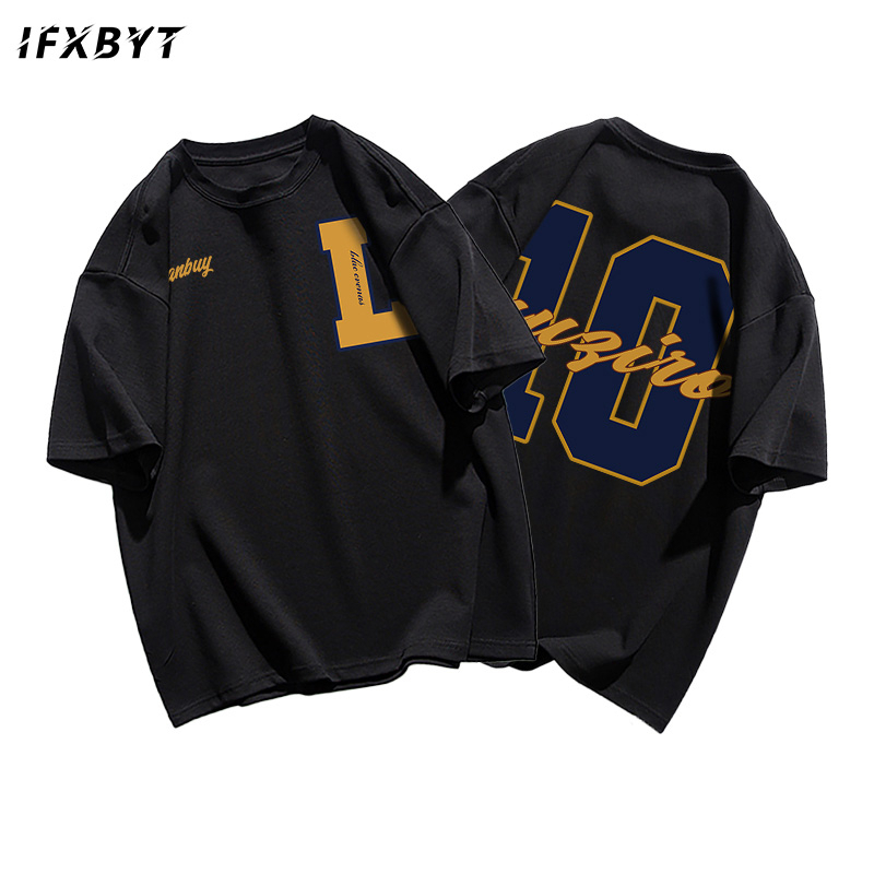 Áo thun unisex IFXBYT 100% cotton ngắn tay dáng rộng thời trang oversize