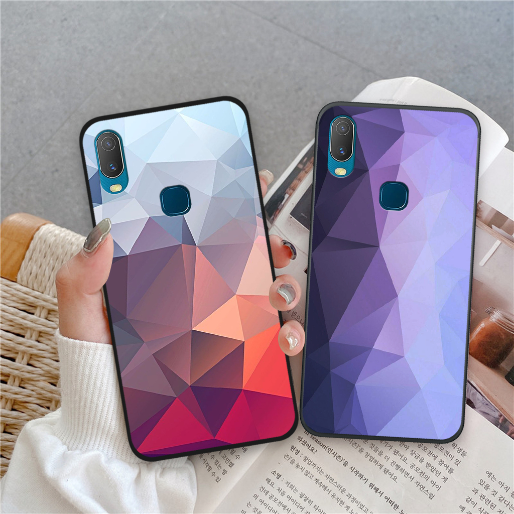 Ốp lưng Vivo Y11 / Vivo 1906 đường kẻ kim cương màu sắc, ốp thời trang viền dẻo