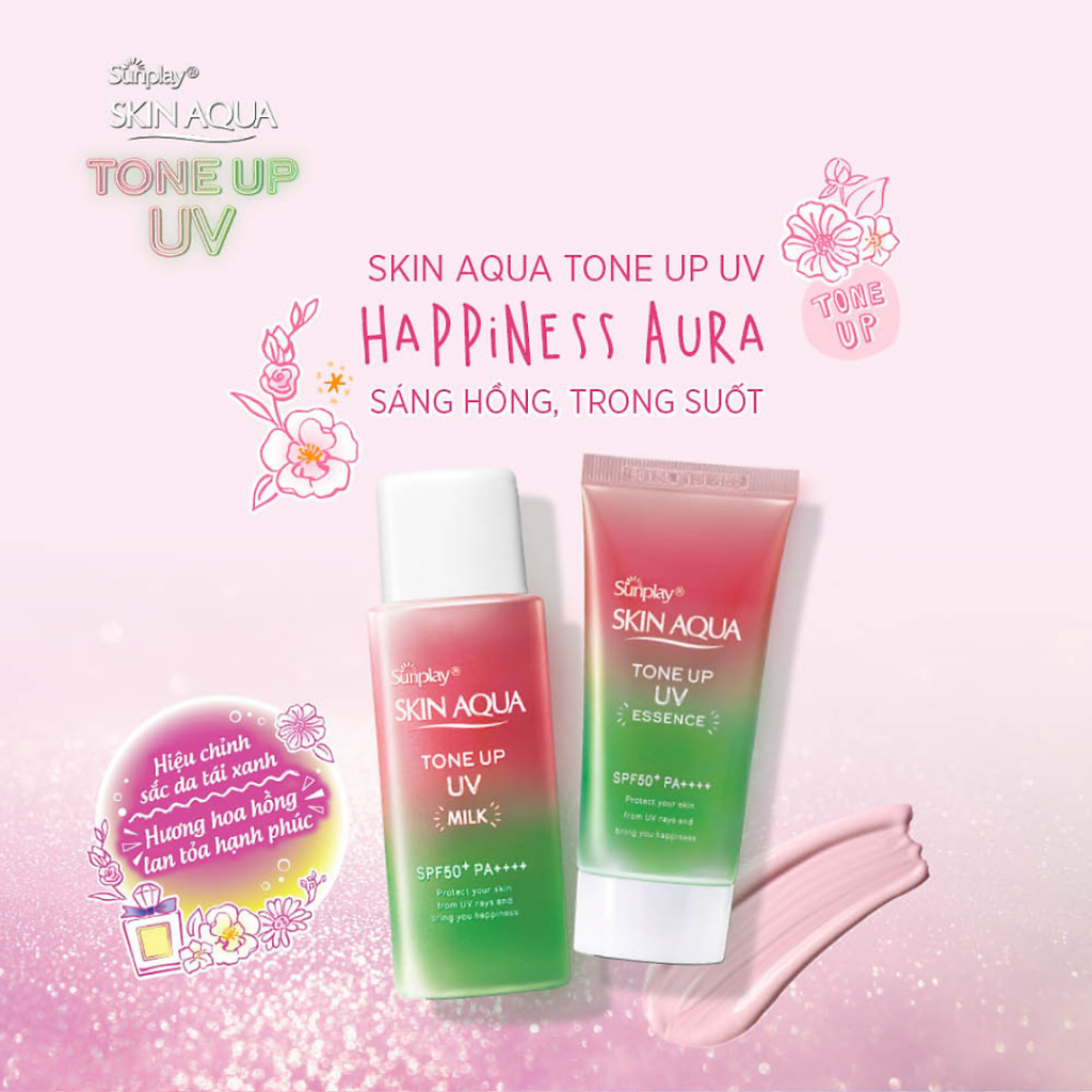 Sữa chống nắng nâng tông Sunplay Skin Aqua Tone Up UV Happiness Aura (Rose) 50g