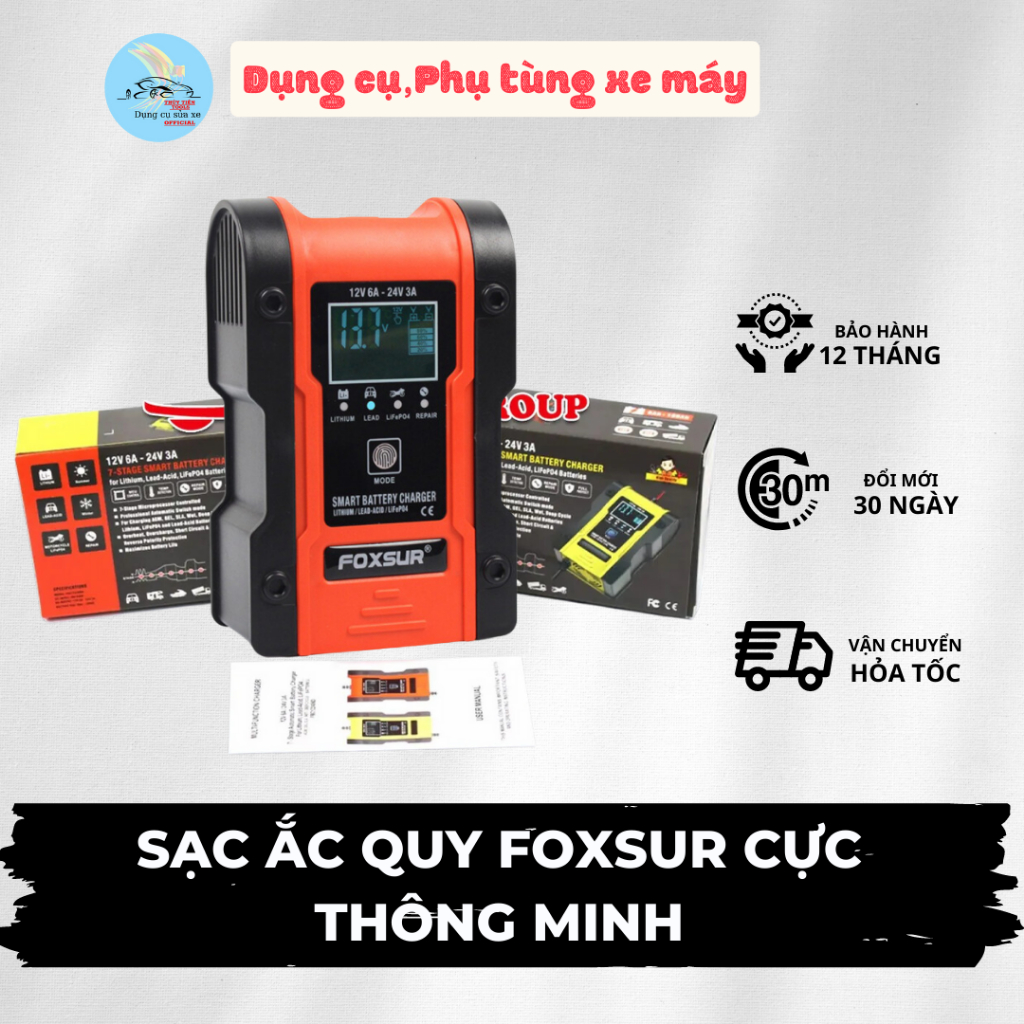 SẠC ẮC QUY FOXSUR CỰC THÔNG MINH ( QUÁ NHIỀU TÍNH NĂNG ƯU VIỆT TÍCH HỢP TRONG 1 SẢN PHẨM )