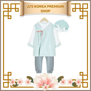 Set hanbok xanh kèm mũ cho bé trai Bebezoo- chính hãng nhập Hàn