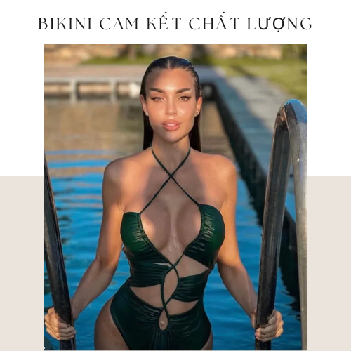 Bikini một mảnh hot 2023 Den_ House bikini đi biển dây đan thân trước siêu tôn dáng