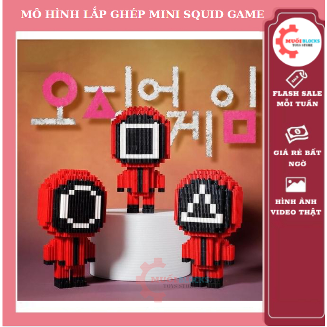 Mô hình lắp ráp 3D SQUID GAME Đồ chơi lắp ráp mini dạng khối hình Squid Game trang trí cho bé - Muối blocks