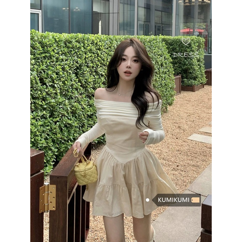 VÁY XOÈ THÂN ÁO GIỮ NHIỆT THUN NHÚN CỔ COTTON CO GIÃN TAY DÀI TRỄ VAI TIỂU THƯ