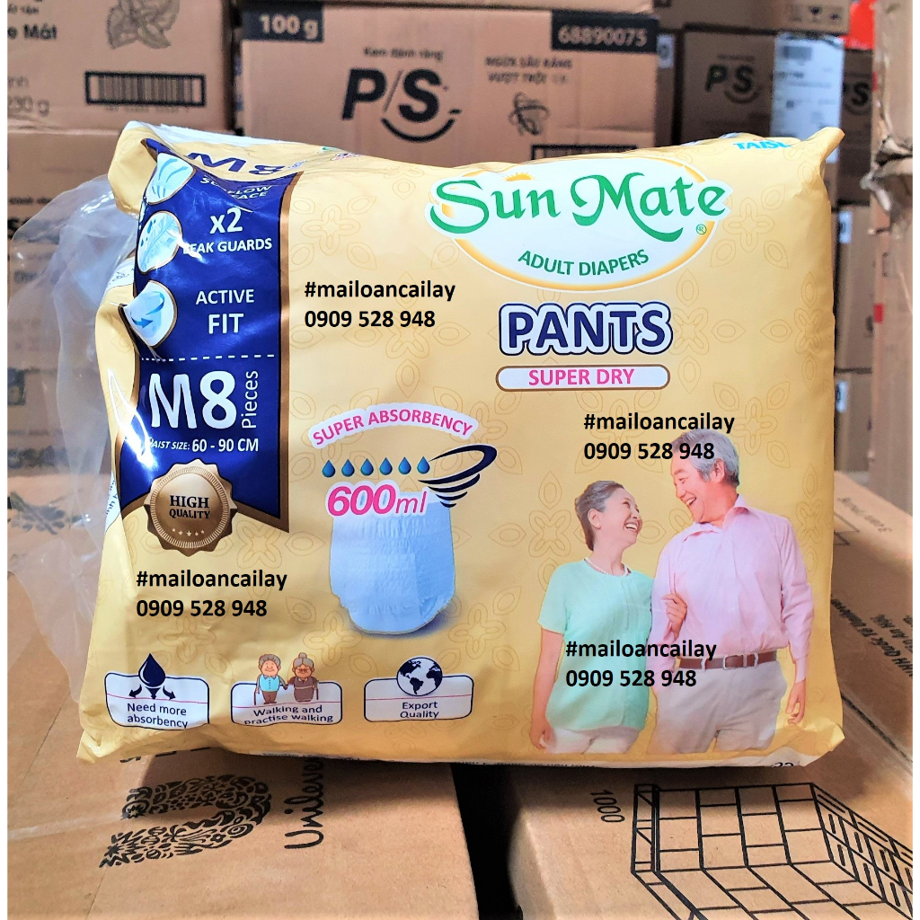 Tã quần người già Sunmate M8--M9 Siêu mềm mại- Siêu khô thoáng