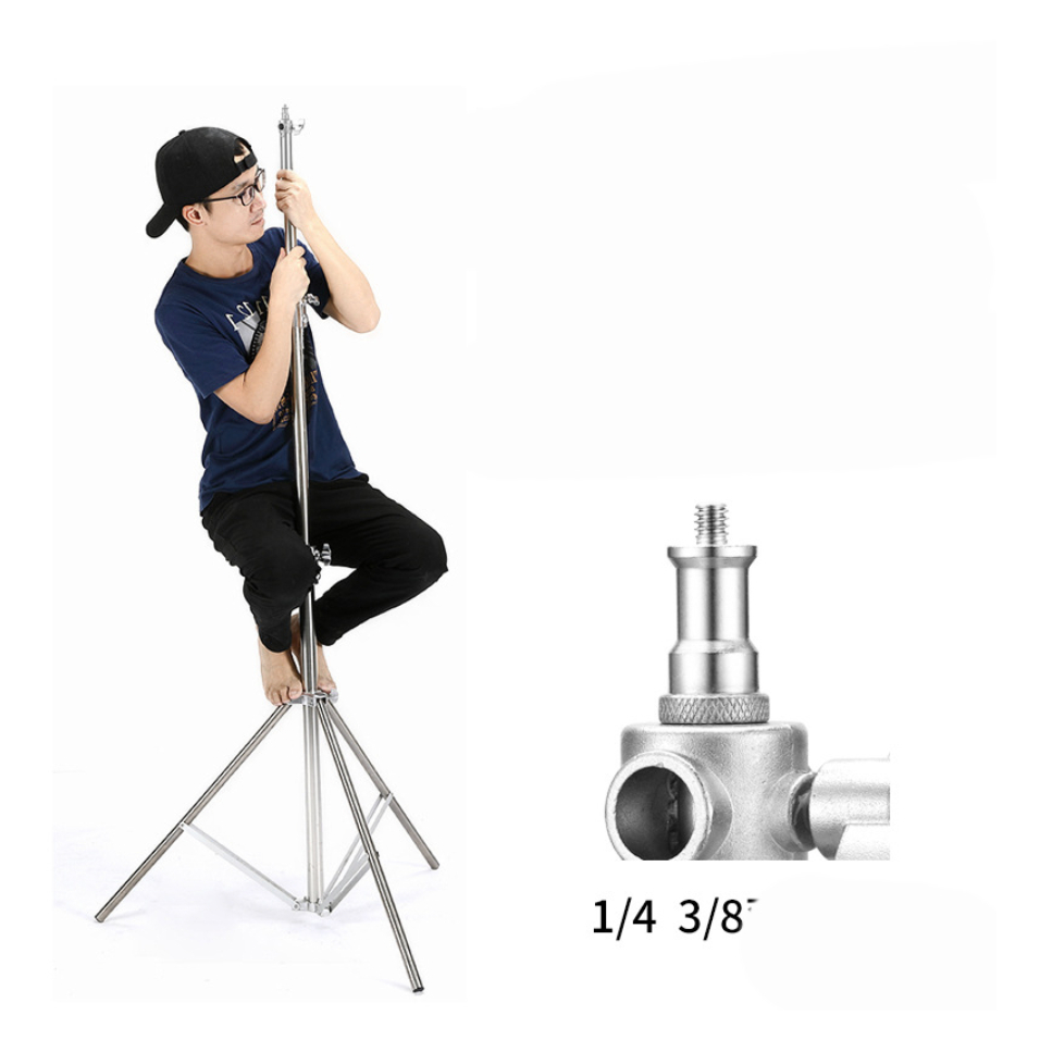Chân đèn. Chân đèn inox 280 cm loại tốt chịu tải 10 kg . Bh 12 tháng
