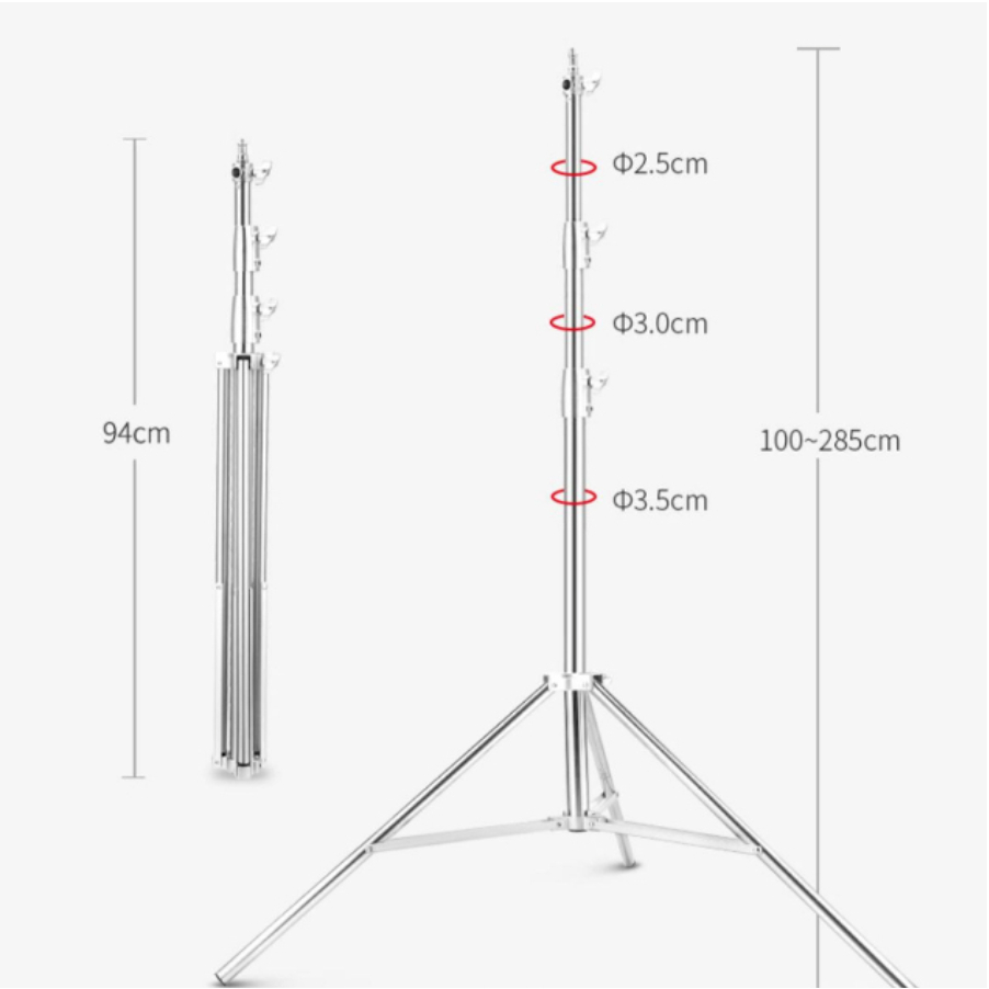 Chân đèn. Chân đèn inox 280 cm loại tốt chịu tải 10 kg . Bh 12 tháng