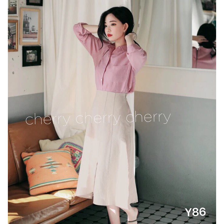 Áo sơ mi chân váy .sét đồ phong cách thời thượng y86