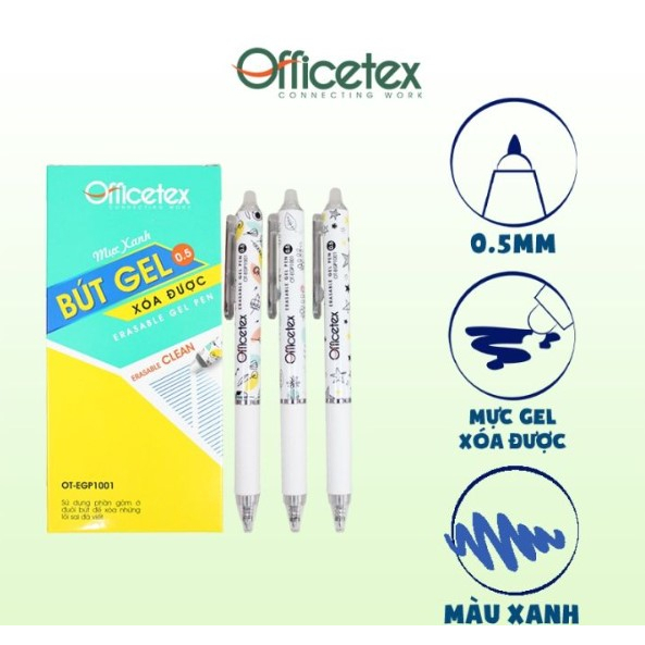 Bút gel Officetex OT-EGP1001 nét 0.5mm Mực xanh (Xóa được)
