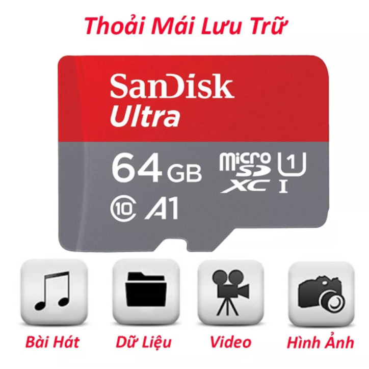 Thẻ Nhớ Sandisk Chính Hãng 32GB/64GB/128GB thẻ sd tốc độ cao SDHC dùng điện thoại máy ảnh điện thoại Wifi Camera 120MB/S | BigBuy360 - bigbuy360.vn