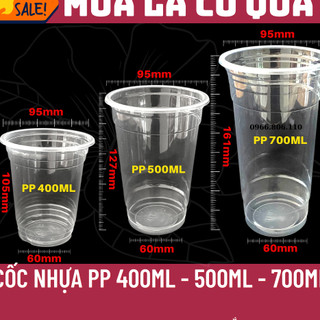 50 ly nhựa pp 360ml, 500ml, 700ml có nắp dùng 1 lần