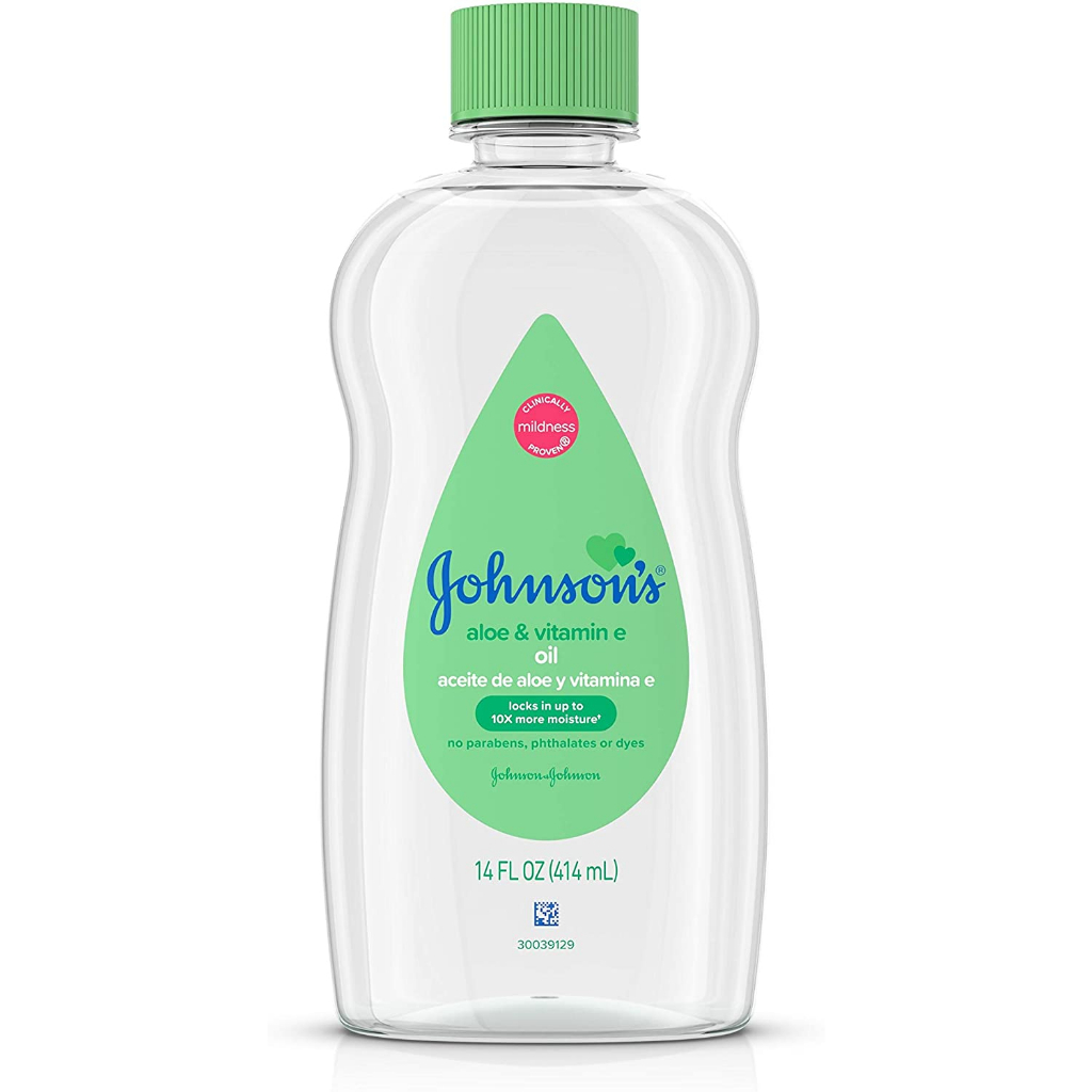 Dầu dưỡng ẩm cho trẻ chứa vitamin E và nha đam Johnson's Baby Oil Mineral Oil 414ml/591ml (Mỹ