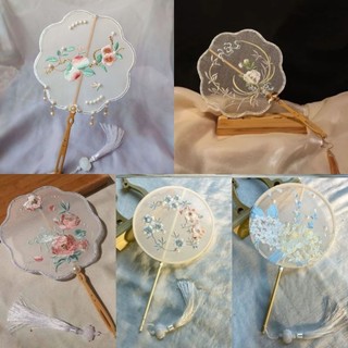 Quạt cổ trang thêu dạng cao cấp, chụp ảnh cổ trang hán phục sườn xám hanbok