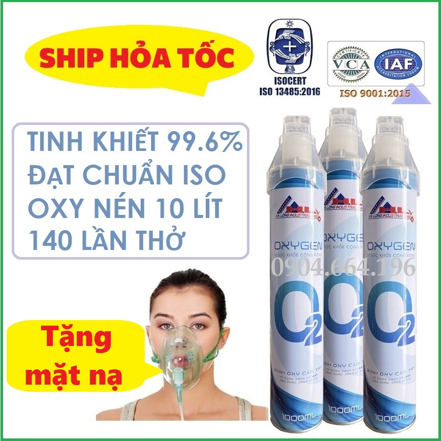 Bình oxy mini cầm tay - Dung tích 10 lít oxi tinh khiết 99.6%