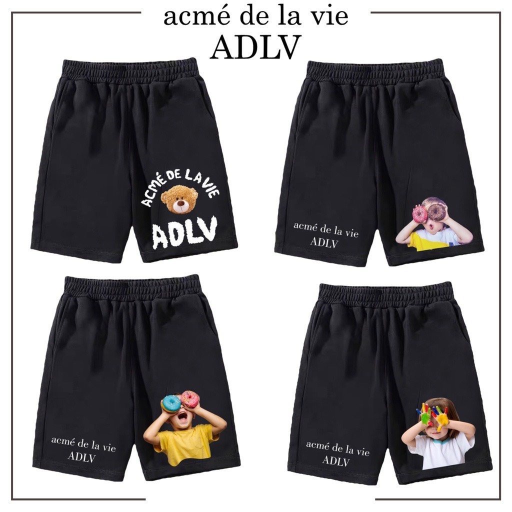 Quần Short ADLV Nam Nữ Màu Đen, Quần Đùi Thể Thao Lửng Cộc Ngắn Form Rộng Unisex Chất Vải Thun POLY2DA Chinstoreunisex