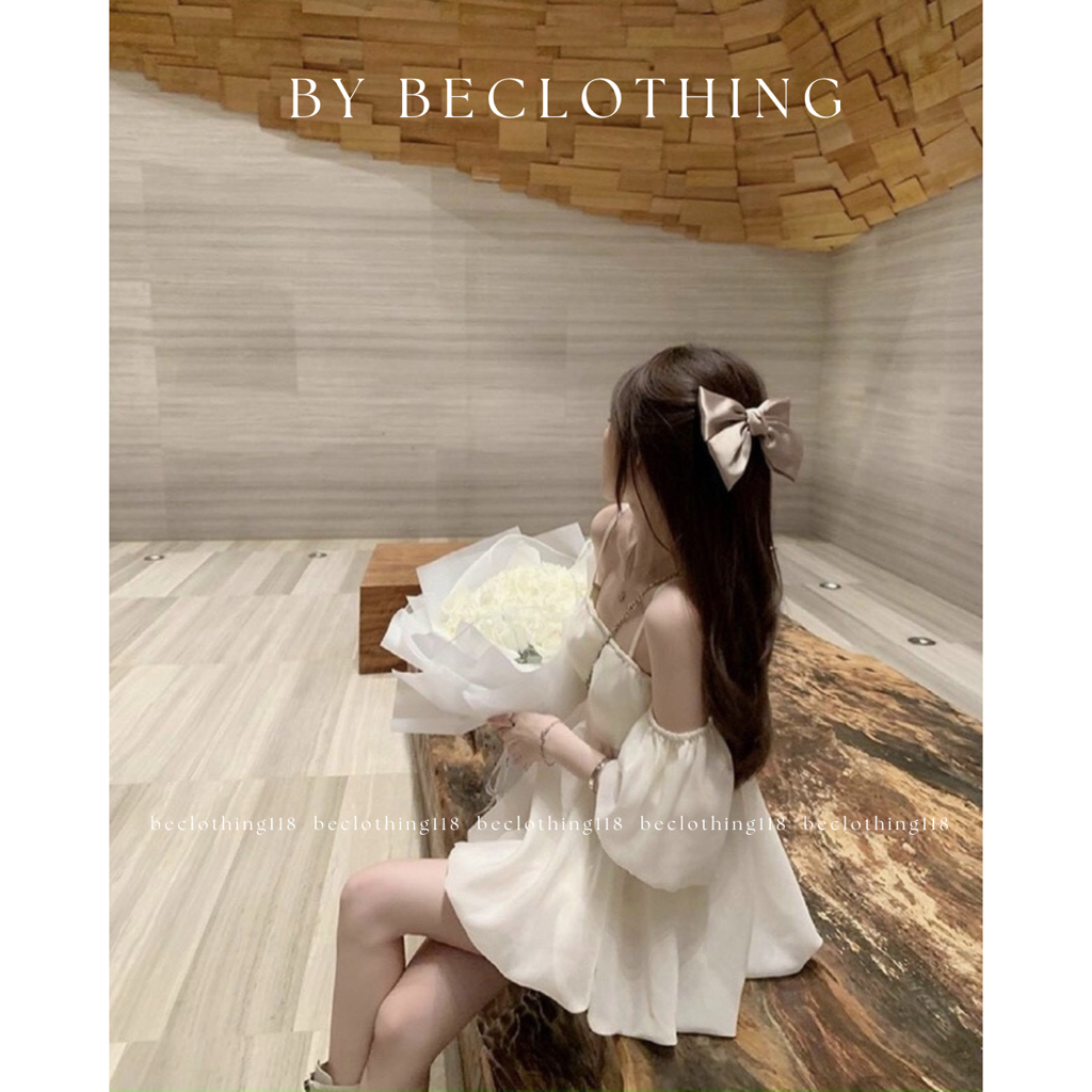 SET BEIGE ÁO RỚT VAI + SHORT VOAN