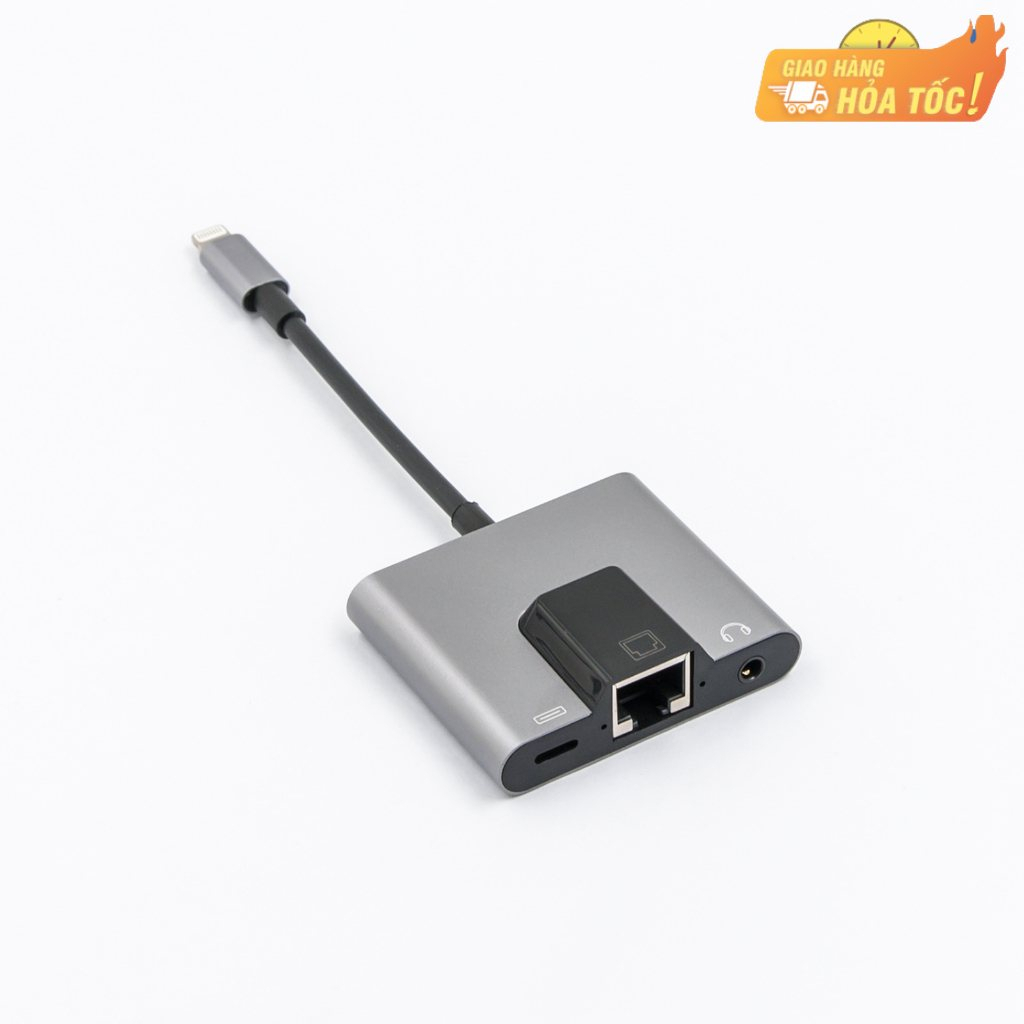 Bộ chuyển đổi 3 trong 1 USB-C/Type-C sang USB-C/Type-C và cổng Ethernet adapter và jack tai nghe 3,5 mm