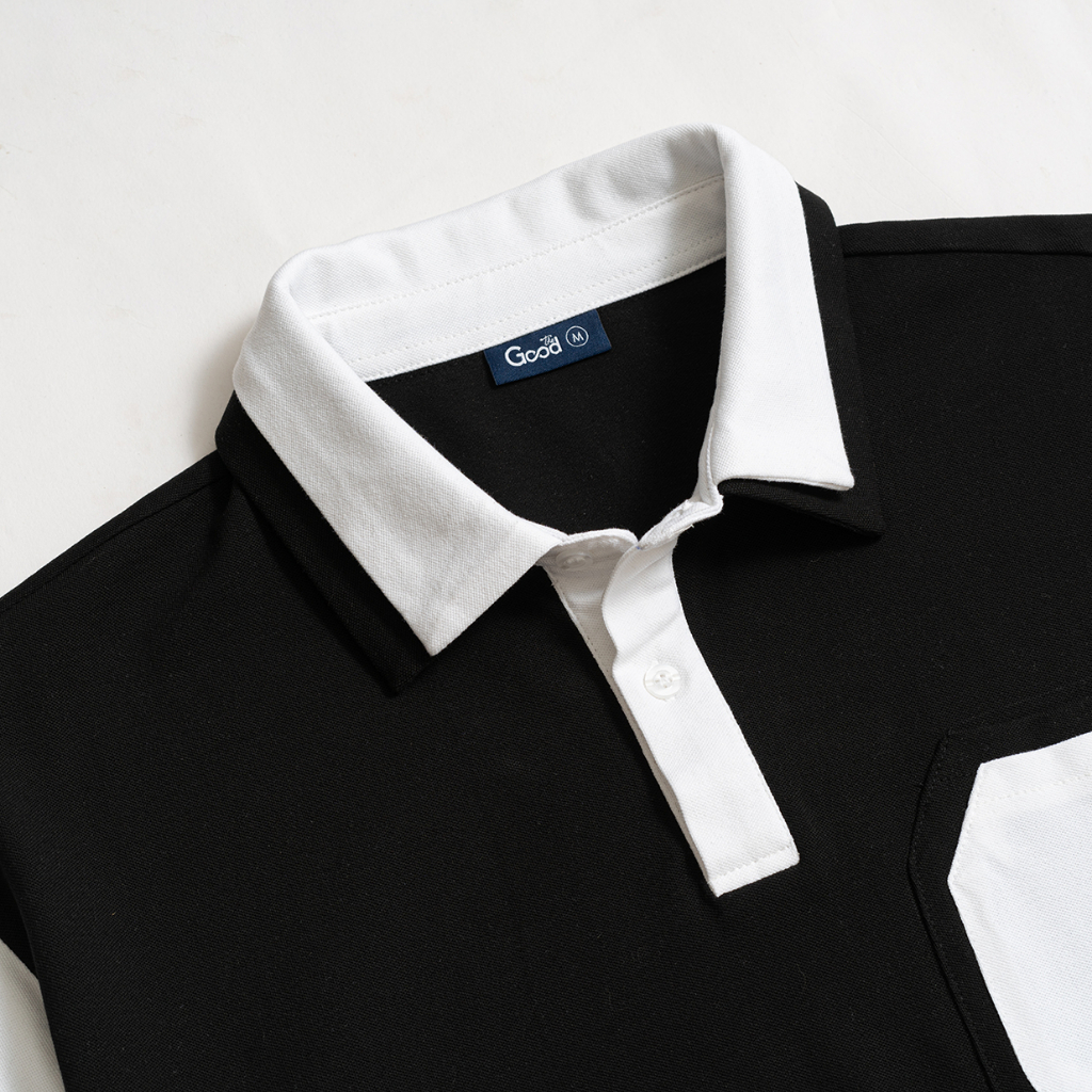 Áo Polo THE GOOD, Áo Local Brand Có Cổ Tay Lỡ Có Túi Phối Màu Thời Trang Chất Cotton Thấm Hút Mồ Hôi