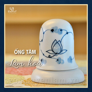 Ống tăm lam hoa | yên lam gốm | ôngs đựng tăm | gốm sứ | nội thất | gia dụng