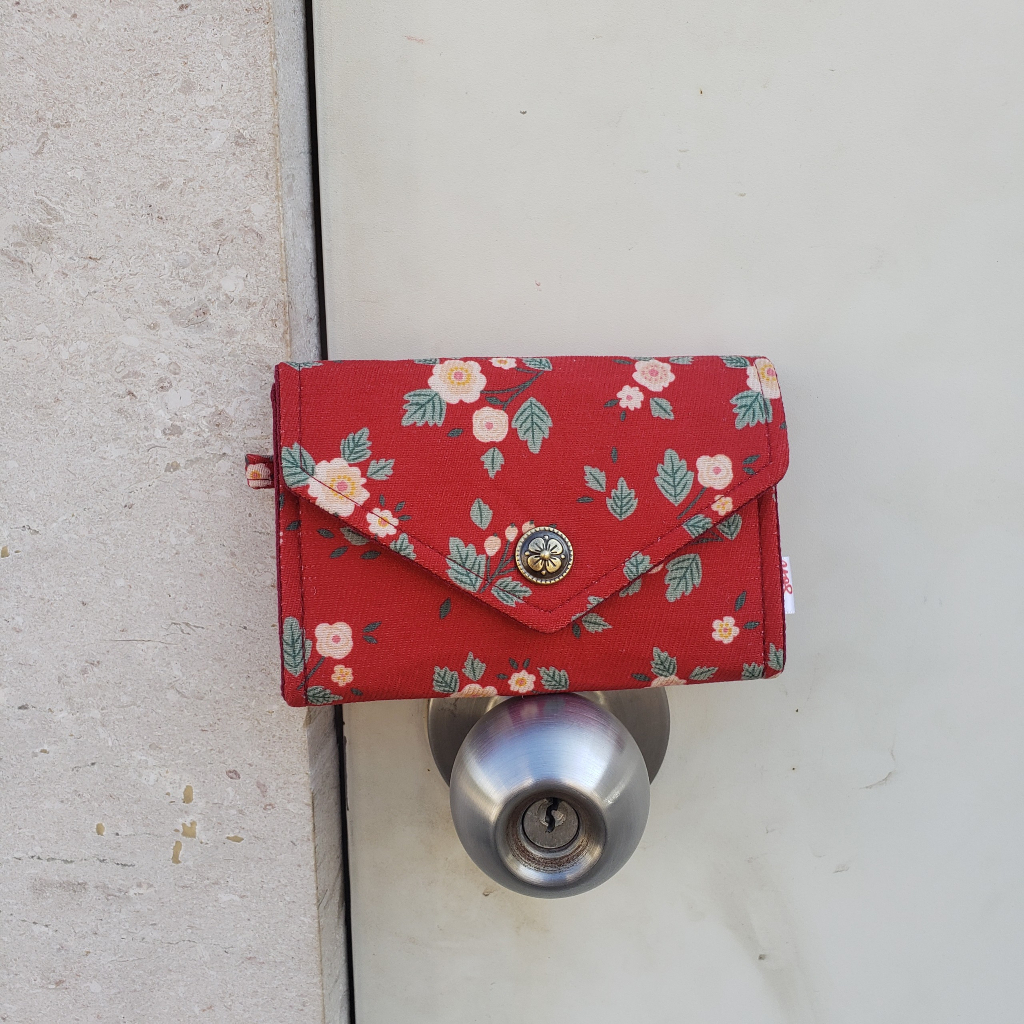 Ví Vải Handmade Đỏ Hoa Đào Siêu Đẹp, May Mắn Về Mặt Phong Thủy