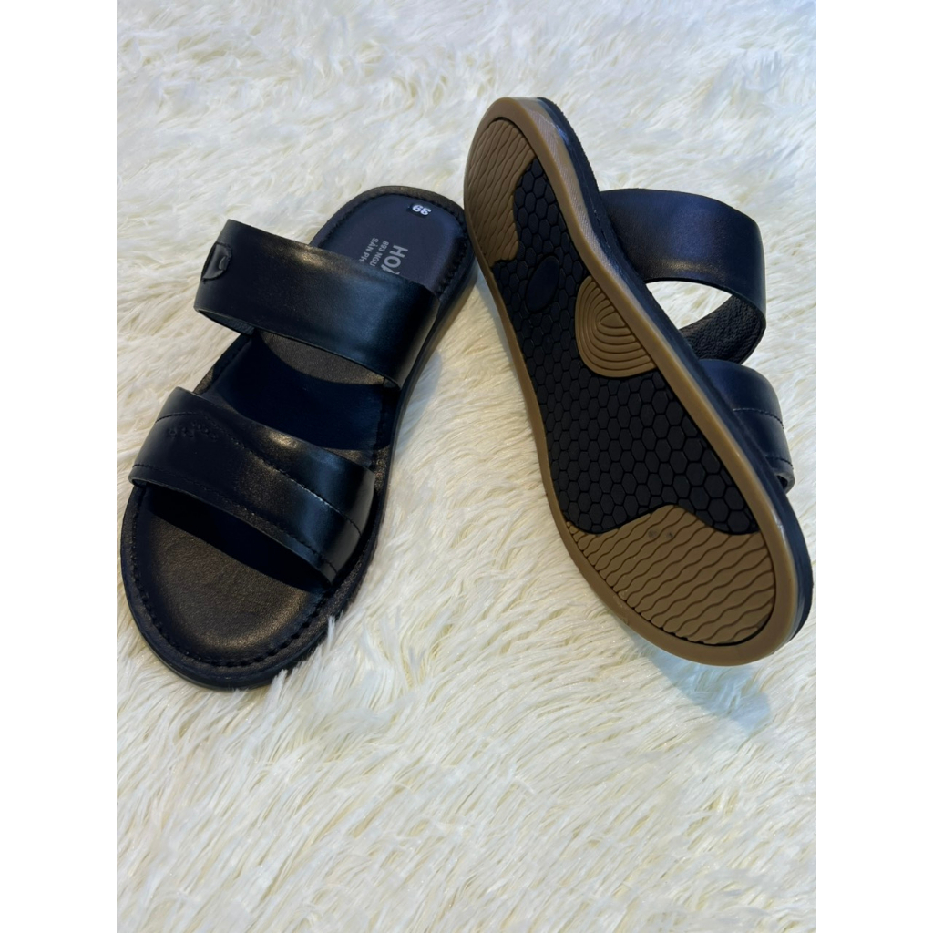 Dép Da Nam Quai Ngang Hoài Trang - Dép Hai Quai Ngang Chất Liệu Da Bò Cao Cấp Tạo Cảm Giác Êm Chân Dễ Chịu