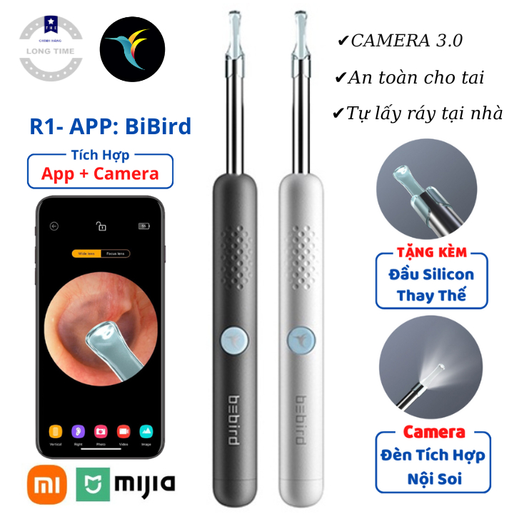 Dụng cụ lấy ráy tai Xiaomi nội soi Bebird R1, Có đèn kèm camera, Hình ảnh 3.0 Mpx sắc nét, Bảo hành 12 tháng