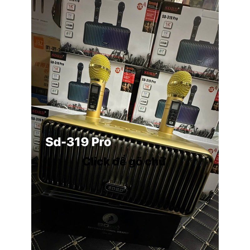 Loa Bluetooth SD-318 pro Hiệu ứng đèn LED Kèm 2 micro karaoke không dây