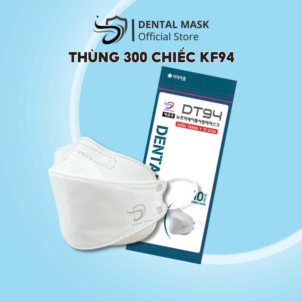 Khẩu trang KF94 DENTAL MASK set 300 chiếc 4 lớp kháng khuẩn, kiểu dáng 4D Hàn Quốc chống nắng hàng chính hãng
