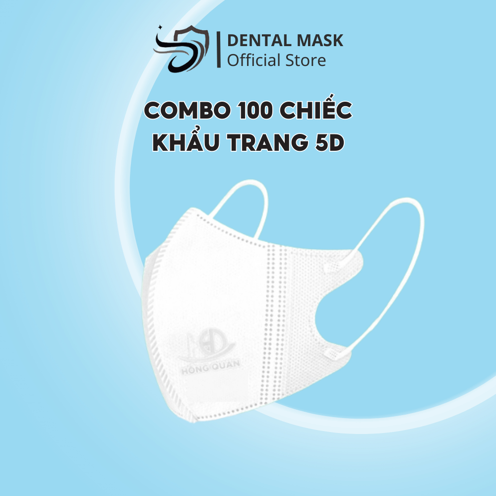 Khẩu trang y tế 5D Hồng Quân (Combo 100 chiếc) nhiều màu chống nắng chống tia UV ôm sát mặt