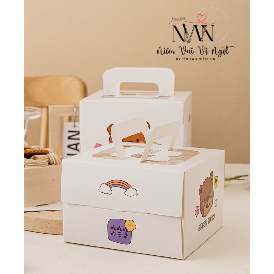 Hộp Bánh Kem, Hộp Bánh Sinh Nhật  ~ Hi Gấu Nâu