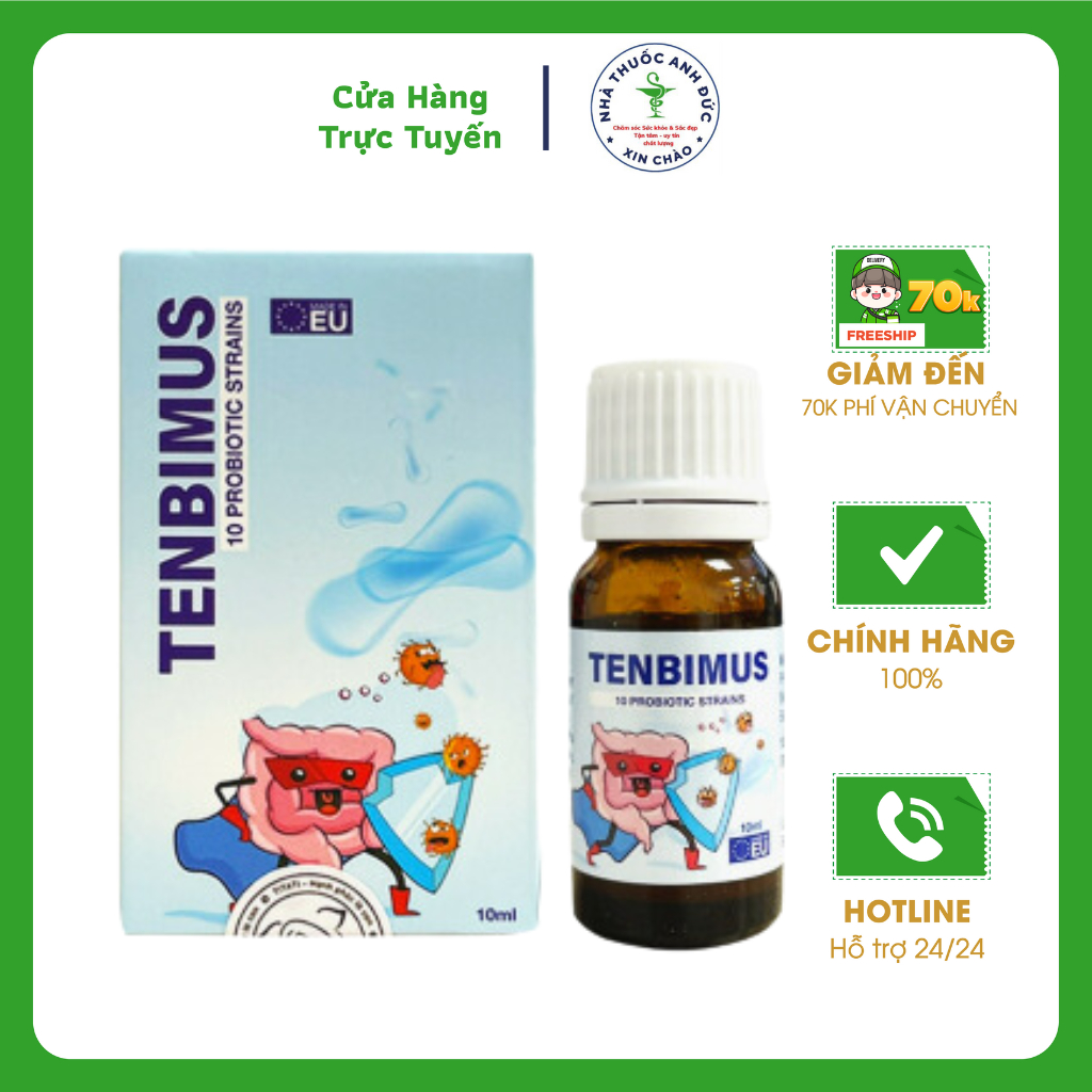 Men vi sinh Tenbimus lọ 10ml – Men 10 chủng Bổ sung 10 chủng lợi khuẩn - Giảm rối loạn tiêu hóa