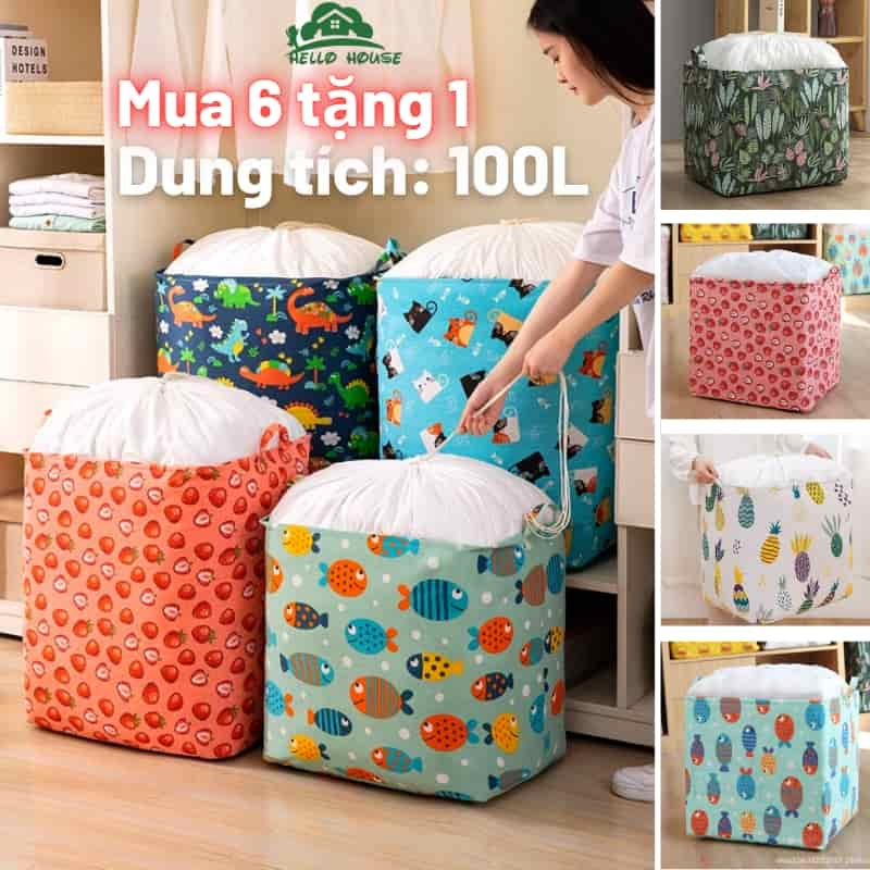 [Mua 6 Tặng 1] Túi Vải Đựng Chăn Màn Quần Áo, Để Sắp Xếp Tủ Quần Áo Nhiều Kết Cấu 40X50X55 Cm - Hello House