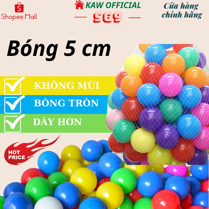 Bóng Nhựa Nhiều Màu Sắc ngẫu nhiên cho Bé Vui Chơi Chất Liệu nhựa HDPE căng bóng không mùi an toàn cho bé