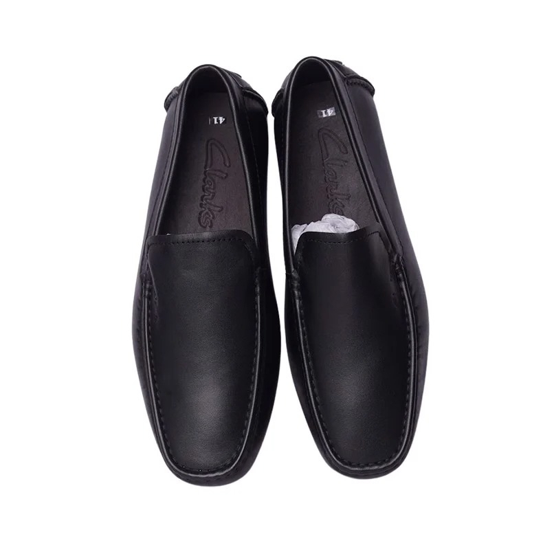 Giày lười da công sở siêu mềm dáng trơn- Đen