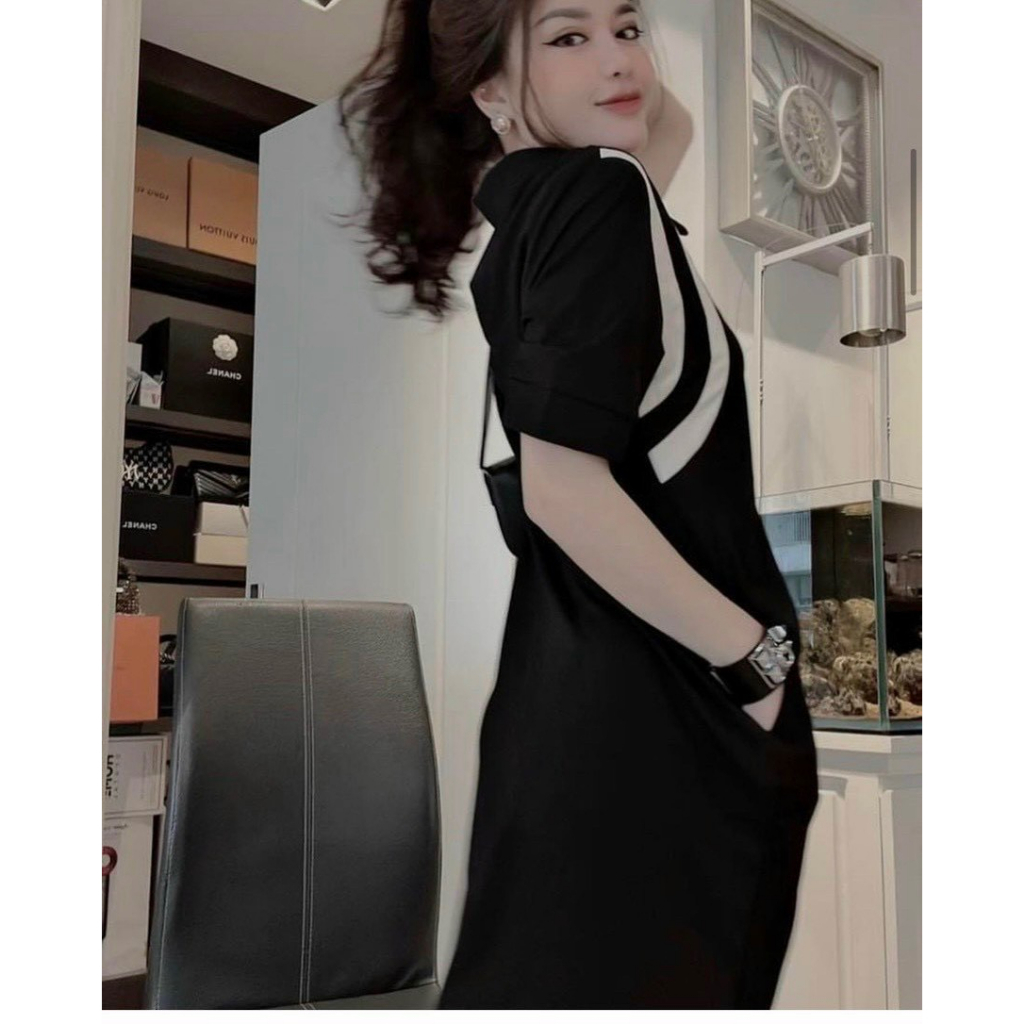 Váy chữ C phối viền cho nữ,váy polo cộc tay cho nữ đi làm đi chơi mã 132