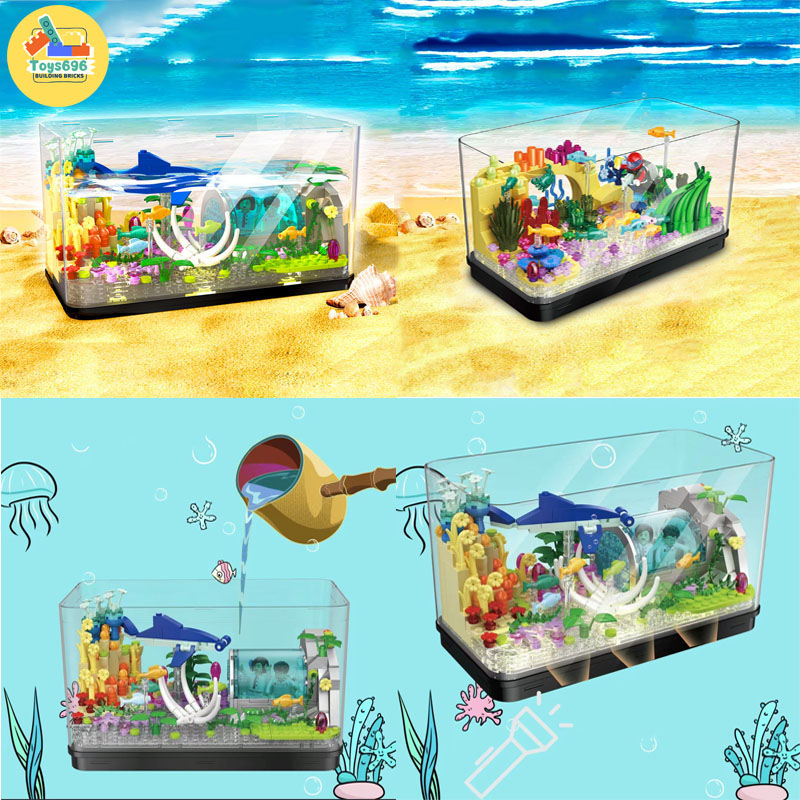 Đồ Chơi Lắp Ráp Xếp Hình Mô Hình Bể Cá Thuỷ Sinh Đại Dương Và Cung Điện Hải Dương Học No.DZ6102 Với 500+ Mảnh Ghép