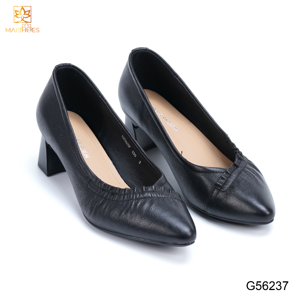 GIÀY CAO GÓT NỮ 5CM ĐẾ TRỤ, QUAI DA BÒ NHẬP KHẨU 56237